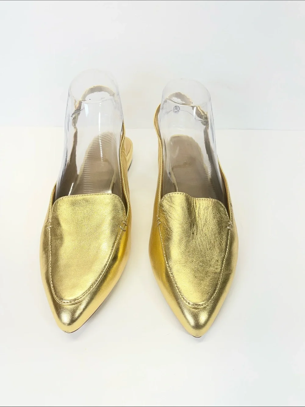 Talbots Metallic Gold Pointed Slingback Loafers